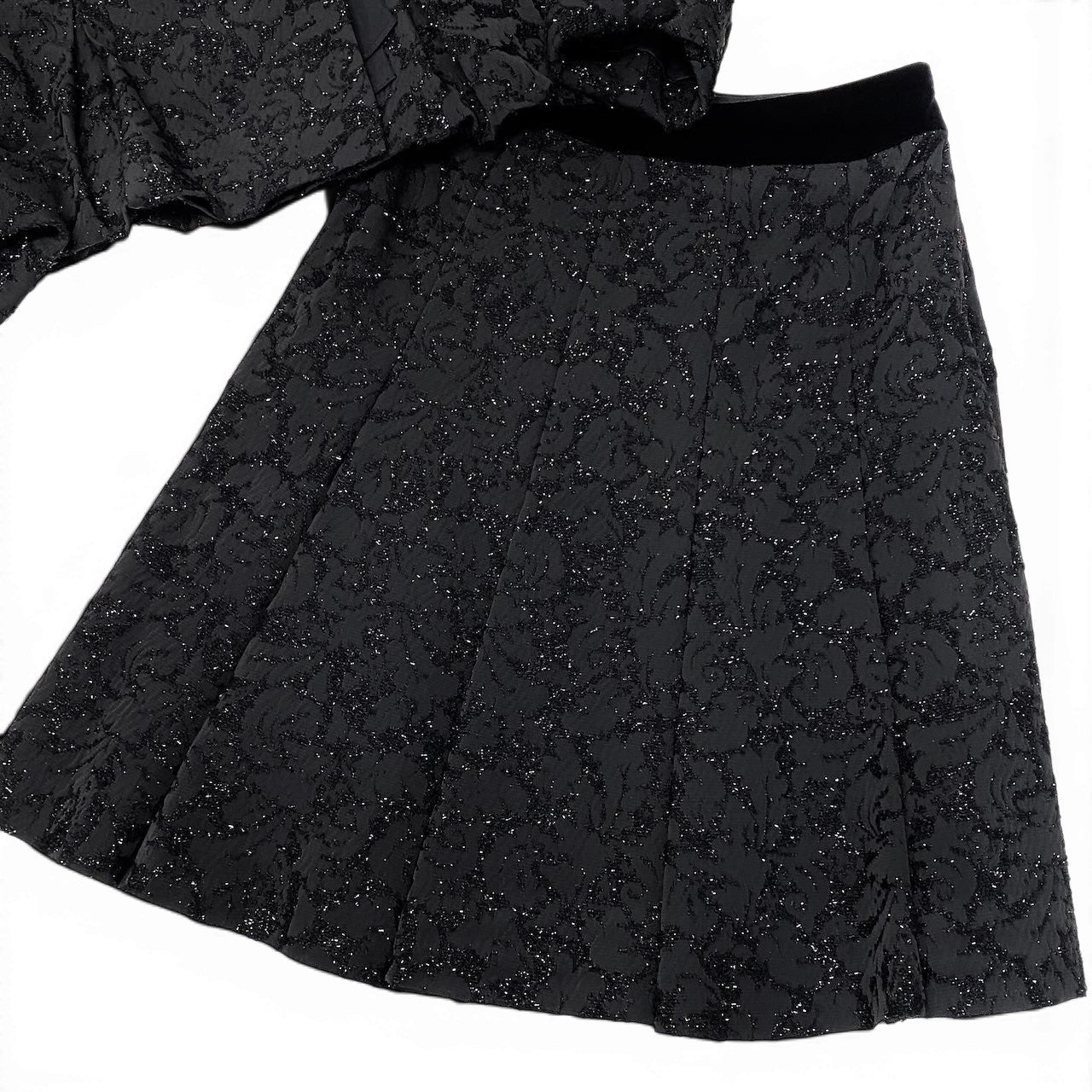 Eg6【新品保管品】LANVIN COLLECTION スカートセットアップ ジャケット スカート 日本製 38サイズ ブラック レディース 女性用u02t