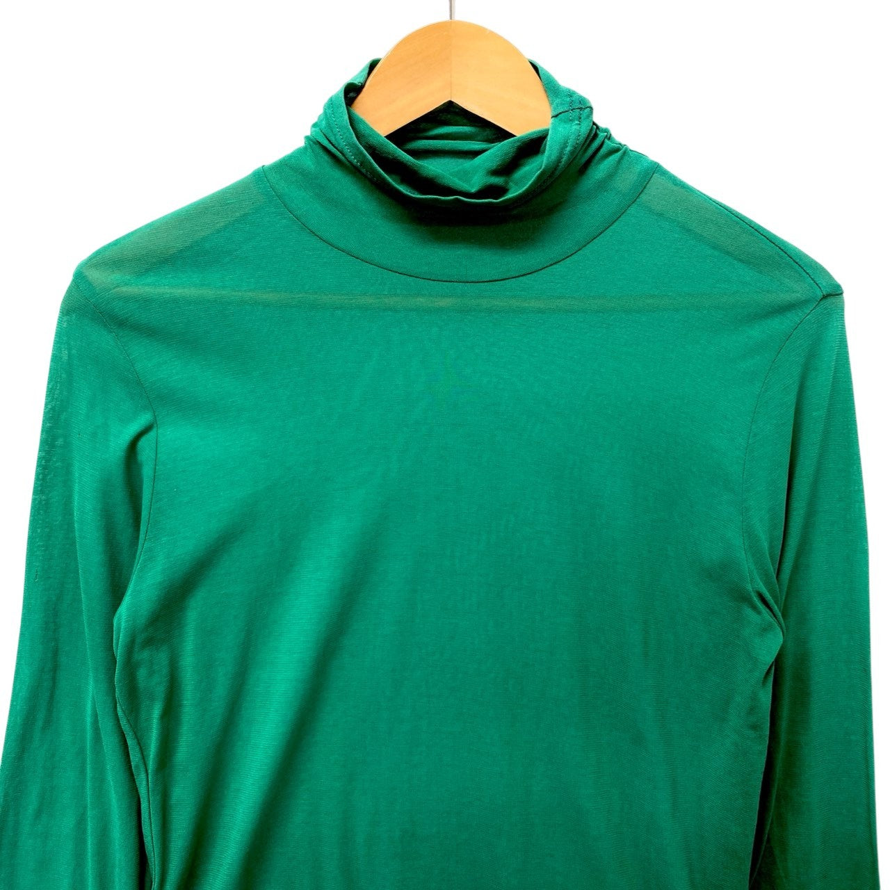 69c2 TOKUKO 1er VOL トクコプルミエヴォル ハイネック シアーカットソー ロングスリーブ トップス レディース 女性服 日本製 サイズ9 グリーン系 コットン100％u02t