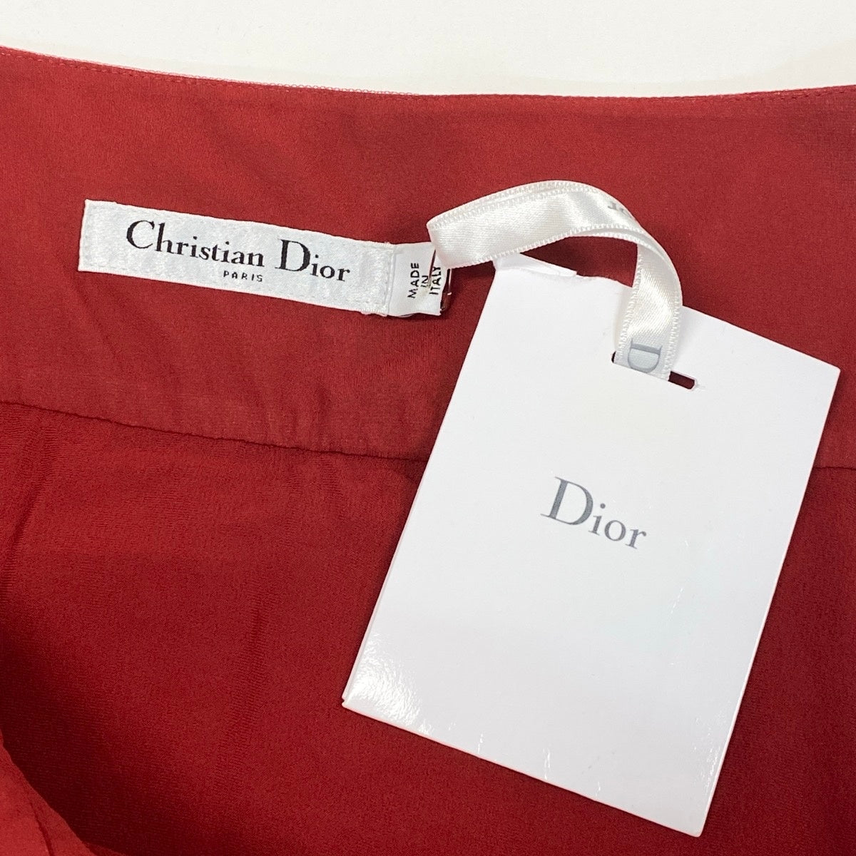 Ej13 【未使用】 Christian Dior クリスチャンディオール プリュムティ チュール プリーツ ミディスカート 8C21345A1810 サイズ34 レッド ポリエステル100％ レディースu02t