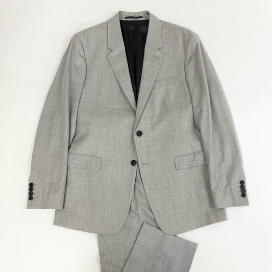 79j9 《美品》Theory セオリー スーツセットアップ 2釦スーツ ビジネス フォーマル テーラードジャケット スラックス CHAMBERS 42サイズ グレー メンズo07t