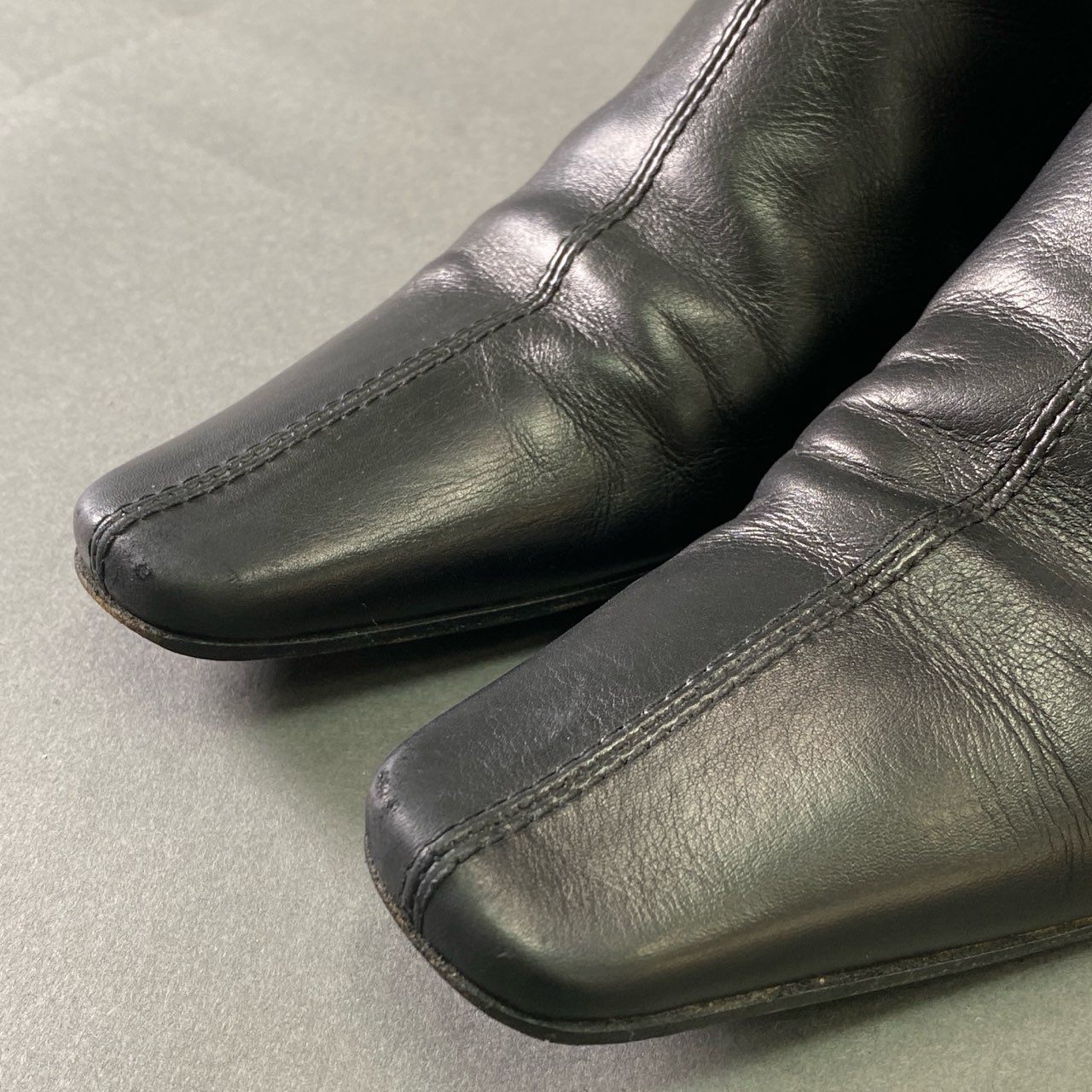 2j11 GUCCI グッチ サイドジップ ロングブーツ 34 C ブラック レザー シューズ イタリア製 LEATHER LONG BOOTS