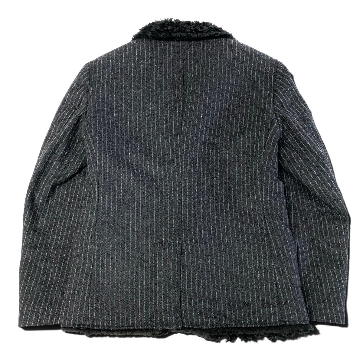 j26 【美品】DOLCE&GABBANA ムートンテーラードジャケット ラムファー ストライプ柄 44サイズ グレー メンズ 男性用k02i
