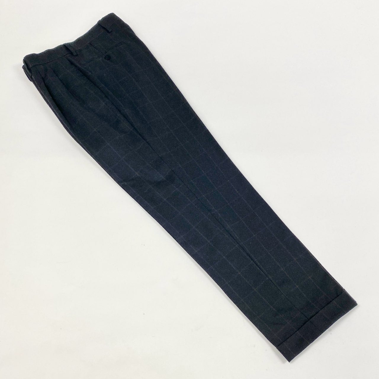 9L19 LUIGI BORRELLI ルイジボレッリ イタリア製 チェック柄 セットアップ スーツ フォーマル◎ 44 ブラック ダークブラウン ウール メンズo07t