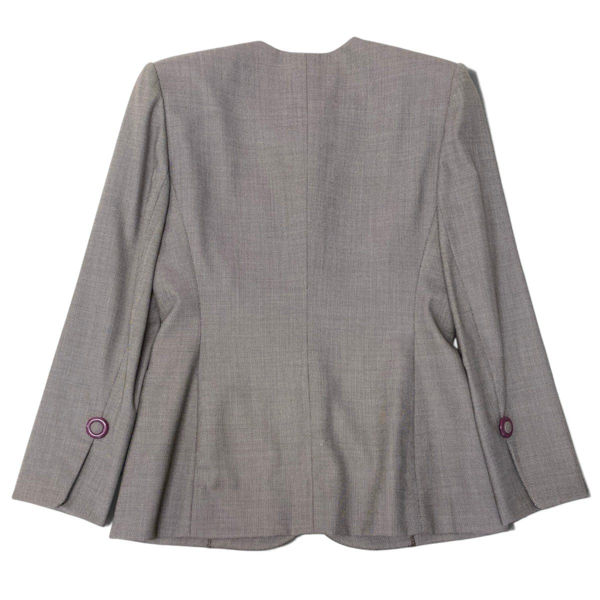 K Ei13 Christian Dior クリスチャンディオール ノーカラージャケット ウールジャケット くるみボタン ブラウン系 レディースo07t