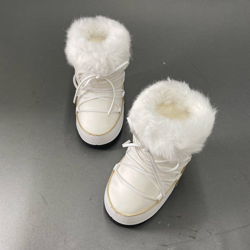 d2 《未使用》 GUCCI グッチ Fur Trim Kids Boots ファートリムブーツ スノーブーツ ムートン 24ヶ月 ホワイト インターロッキング GG キッズ 子供 幼児 シューズ