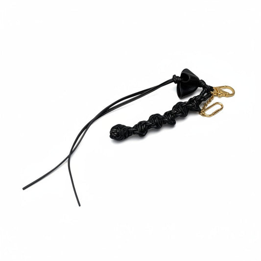 b16 CELINE セリーヌ フィービー期 レザーバッグチャーム キーホルダー ブラック レザー ユニセックスta1