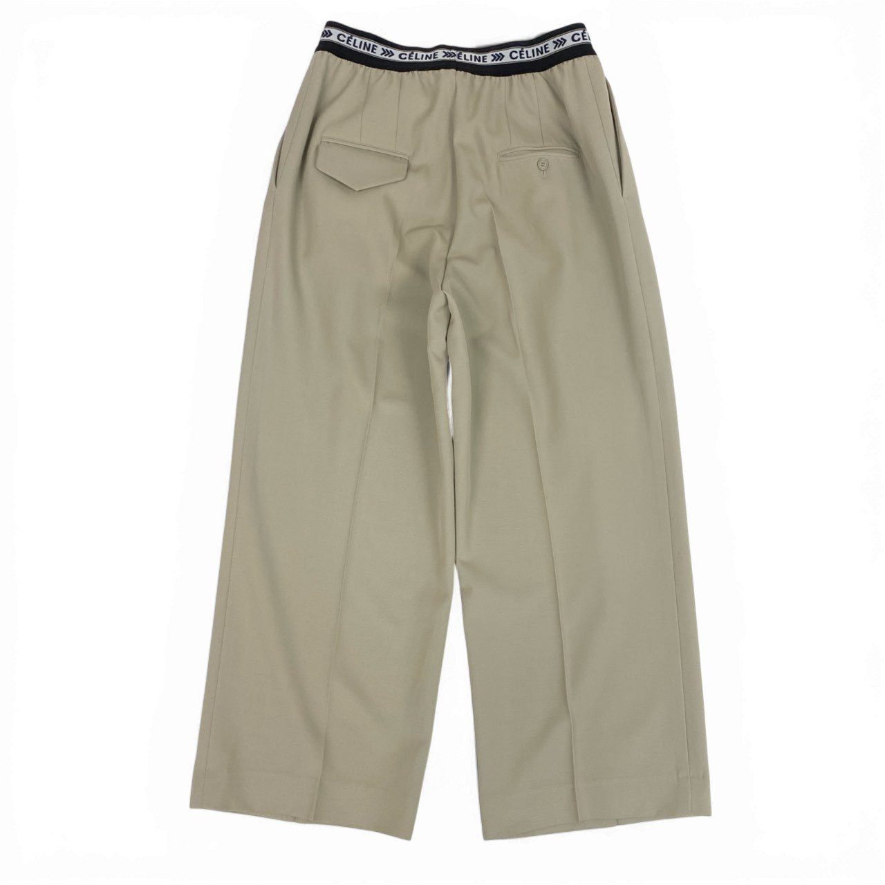 Ib16　【美品】CELINE セリーヌ フィービー期 ワイドパンツ Phoebe Philo Waistband Wide Leg Pants 40サイズ ベージュ レディース 女性用ta1
