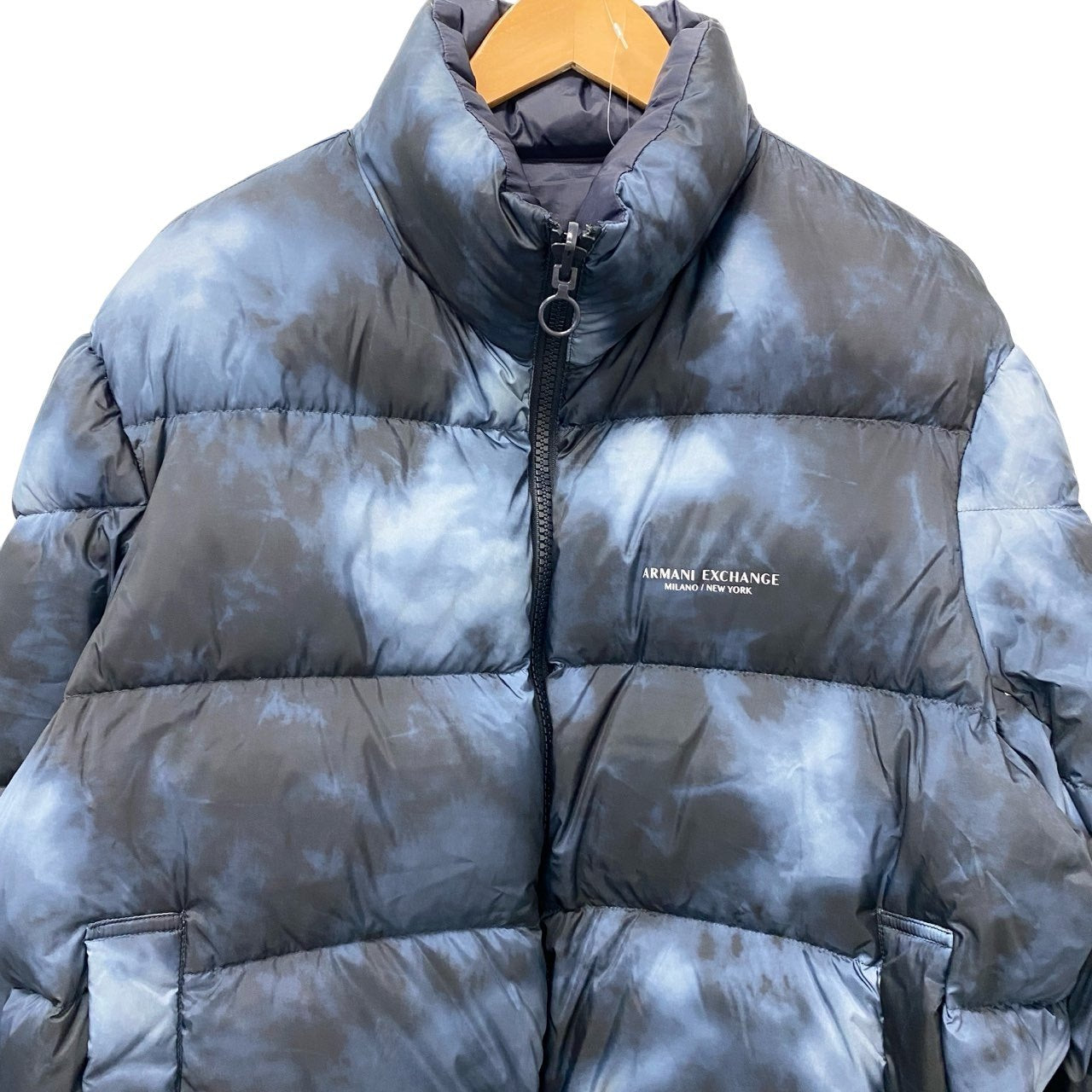 69c2 ARMANI EXCHANGE アルマーニエクスチェンジ リバーシブル ダウンジャケット ジャンパー 2way ダブルジップ メンズ 紳士服 Lサイズ ネイビーu02t