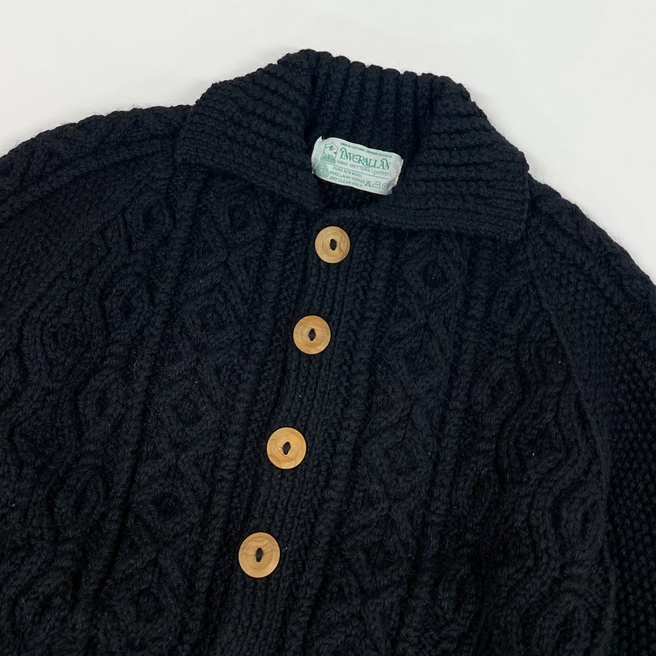 54L5 INVERALLAN インバーアラン スコットランド製 3A ランバーカーディガン ブラック ウール ニットジャケット アメカジt18r