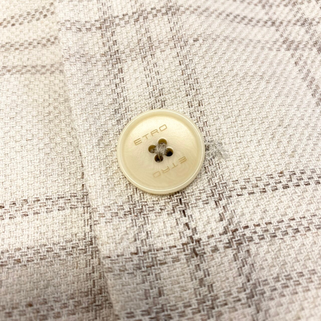 48c18 ETRO エトロ テーラードジャケット チェック柄 裏地ペイズリー柄 イタリア製 コットンリネン混 メンズ 男性用 52 ベージュ系u02t