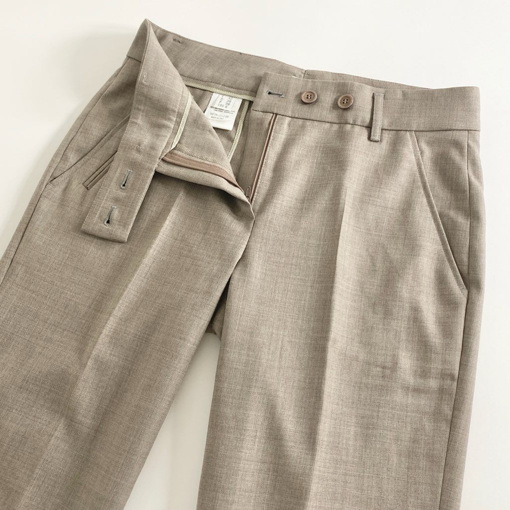 2d10-2 《美品》 GURNEX for BRUNELLO CUCINELLI ブルネロクチネリ イタリア製 42 ベージュ ウール100％ スラックスパンツ ボトム レディース 婦人服