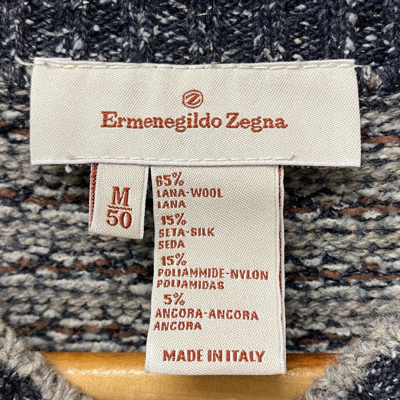 54b10 【美品】Ermenegildo Zegna エルメネジルドゼニア クルーネックニットセーター プルオーバー トップス Mサイズ マルチカラー メンズu02t