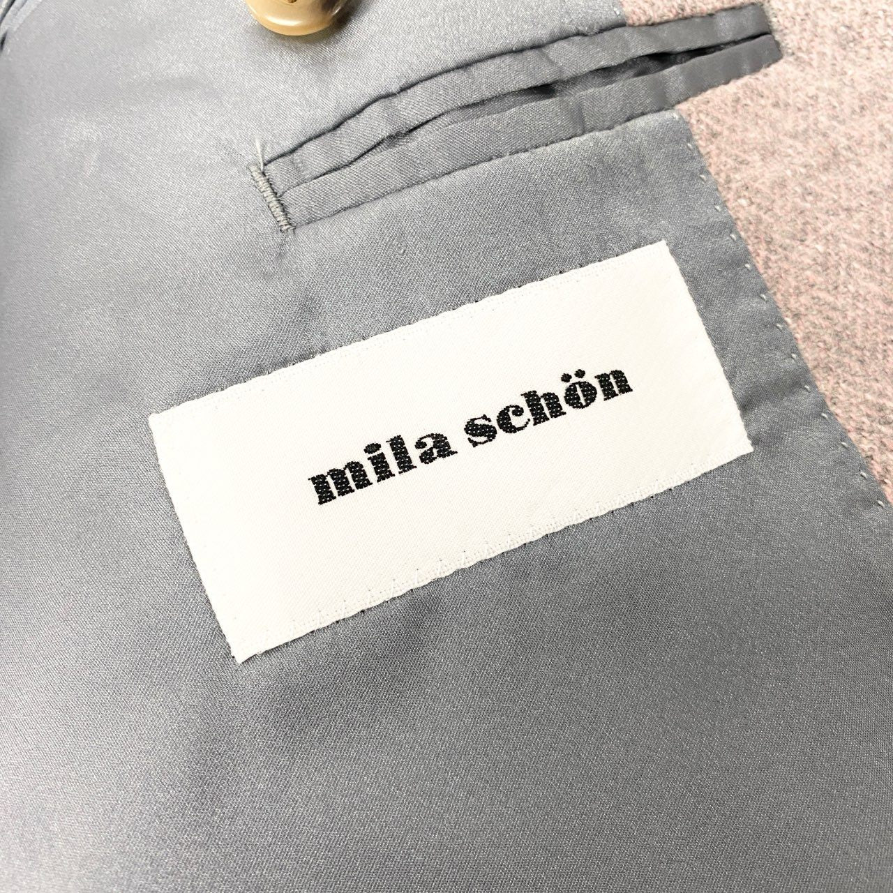 66l1 mila schon ミラショーン テーラードジャケット シングル 2B ヘリンボーン メンズ 紳士服 96 AB5 ピンク グレー ウール カシミヤ シルクu02t