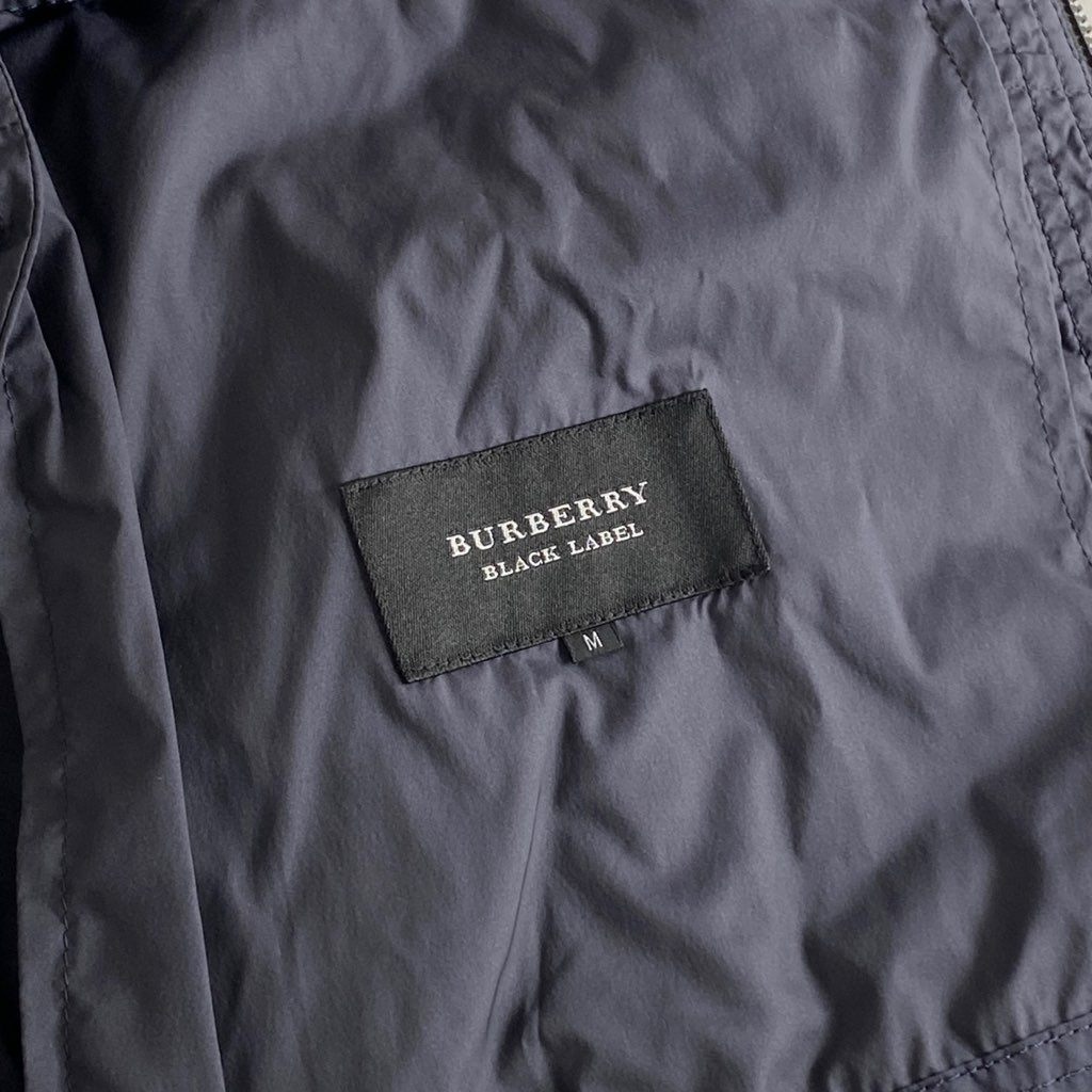 44h7 BURBERRY BLACK LABEL バーバリー ブラックレーベル マウンテンパーカ ナイロンジャケット M ネイビー ワッペン メンズ 男性用