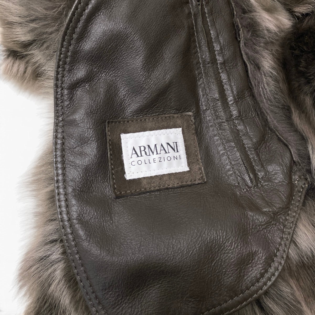 29h19 ARMANI COLLEZIONI アルマーニ コレツォーニ シープスキン ファーコート サイズL～XL相当 ブラウン 本革t18r