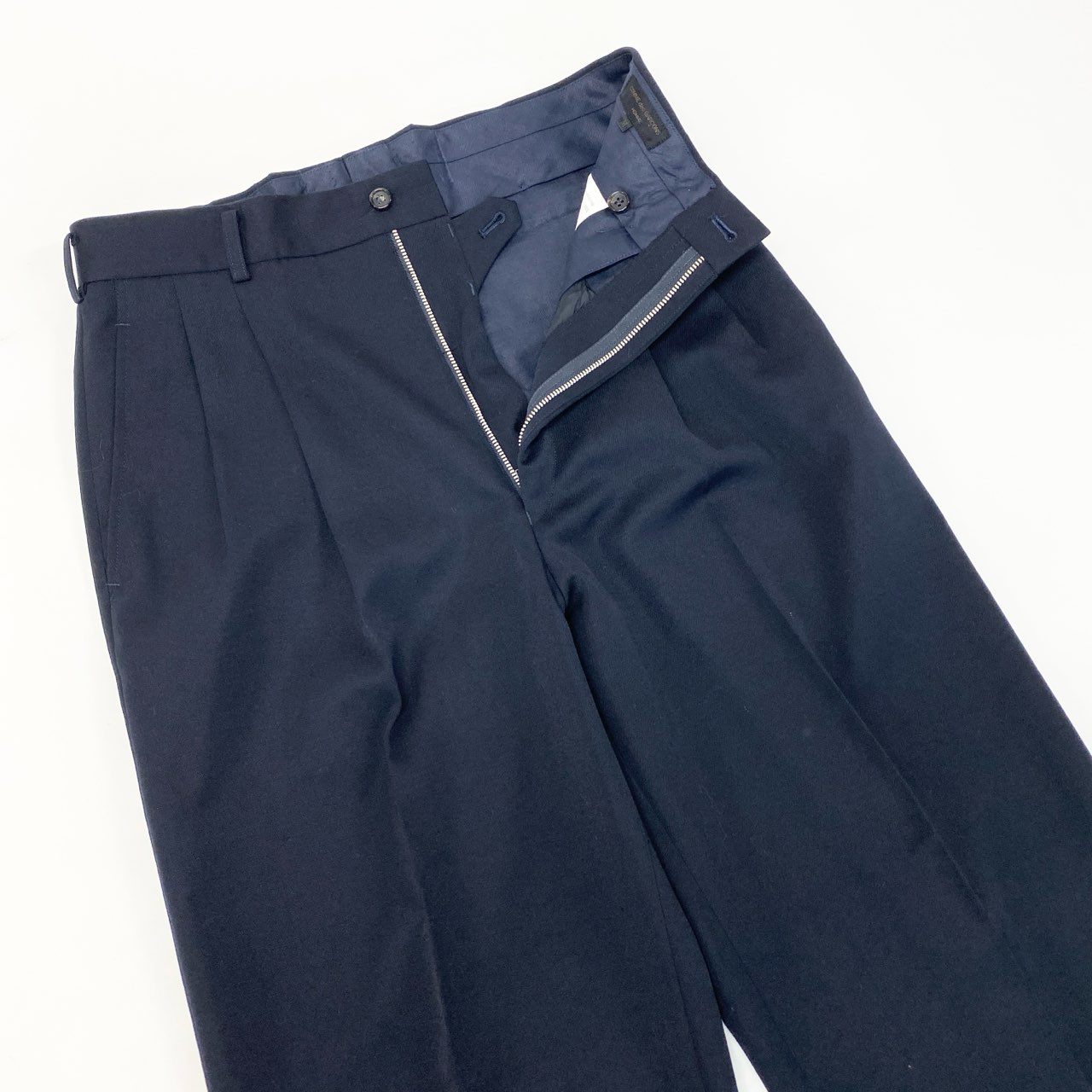 6k1 COMME des GARCONS HOMME コムデギャルソンオム 田中オム セットアップスーツ ダブルブレスト テーラードジャケット 無地 タックパンツ スラックス フォーマル  AD1992 M ネイビー ウール100％o07t