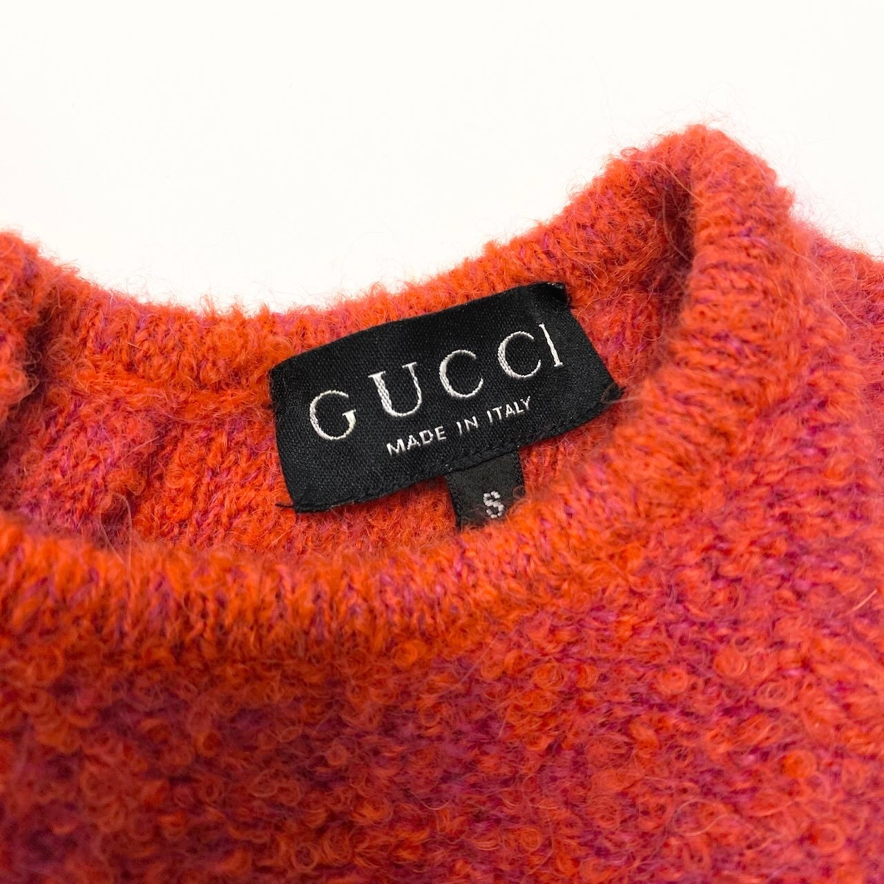 76d9 【イタリア製】GUCCI グッチ ウールパイルニット タイトフィット 半袖ニット サイズS レッド系 レディースk02i