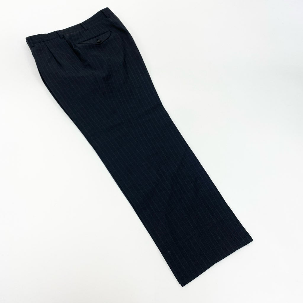 16a27 BURBERRY LONDON バーバリーロンドン スーツセットアップ テーラードジャケット スラックスパンツ ストライプ リネン混 94-84-165 AB4 ネイビー メンズ 男性用o07t