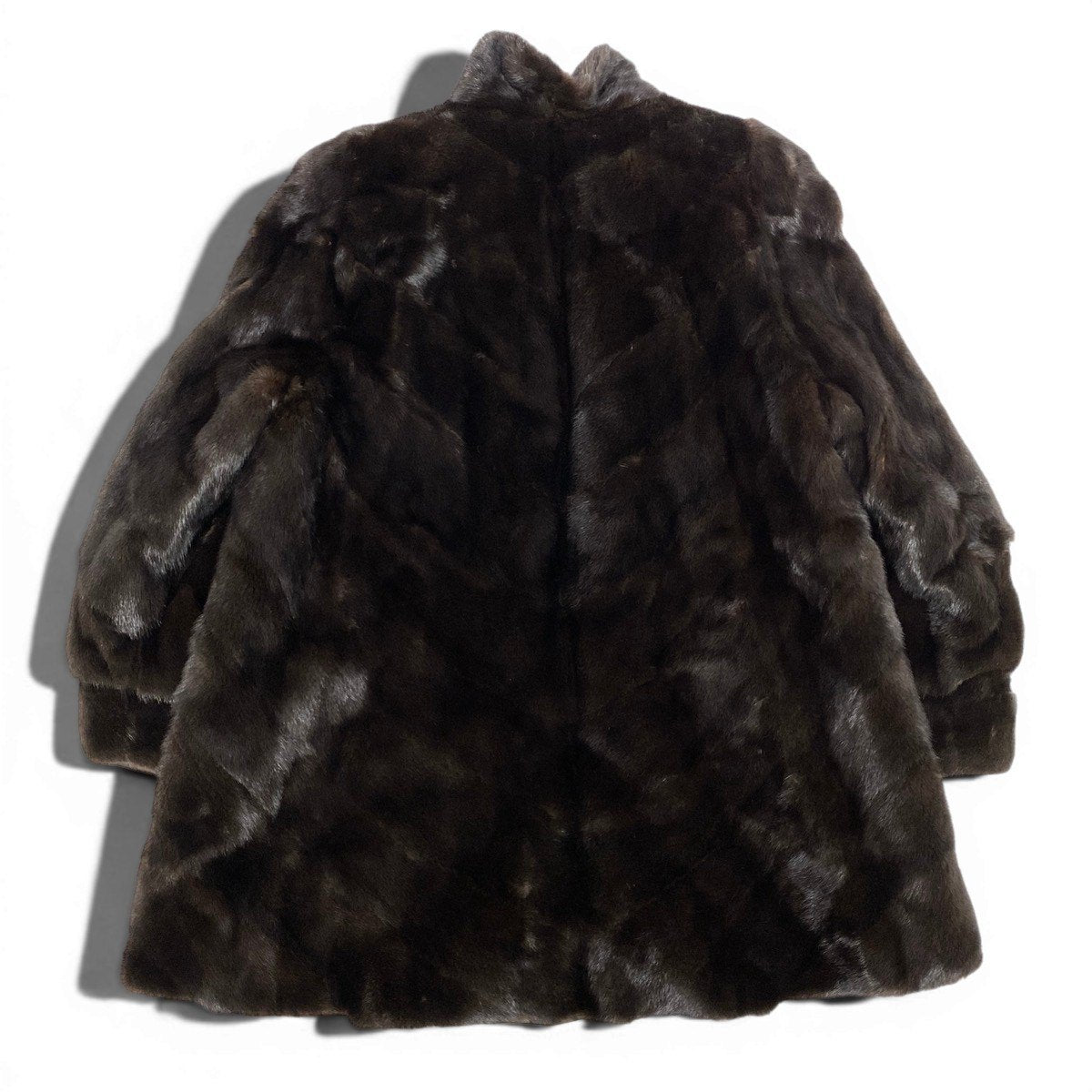 25g8 CANADA Majestic Mink 裾フレア × 袖段 マホガニーミンク ファーコート サイズF ブラウン 最高級本毛皮 Mink Fur Coatt18r