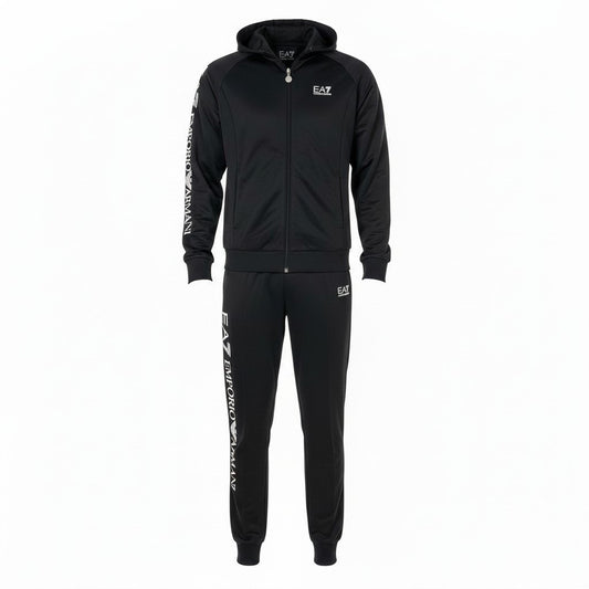 3d15 EMPORIO ARMANI  エンポリオアルマーニ EA7 セットアップ ジャージ ロゴパーカー ロングパンツ サイズS ブラック メンズ 紳士服o07t