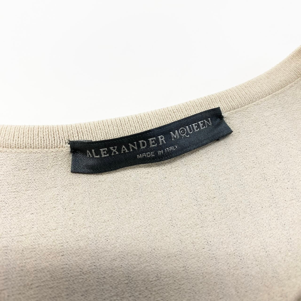 84c19 ALEXANDER MQUEENN アレキサンダーマックイーン 半袖ニットワンピース フレアワンピース バイカラー レディース 女性服 イタリア製 サイズS ブラック オフホワイトu02t