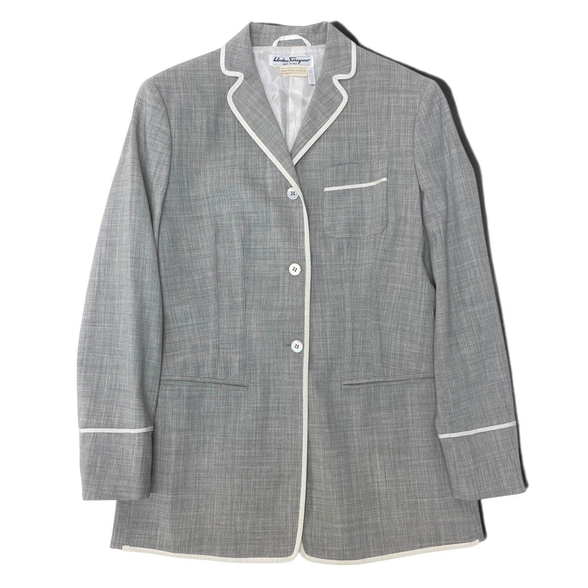 Eh10 Salvatore Ferragamo サルヴァトーレフェラガモ テーラードジャケット ジャケットコート ライトグレー レディースo07t