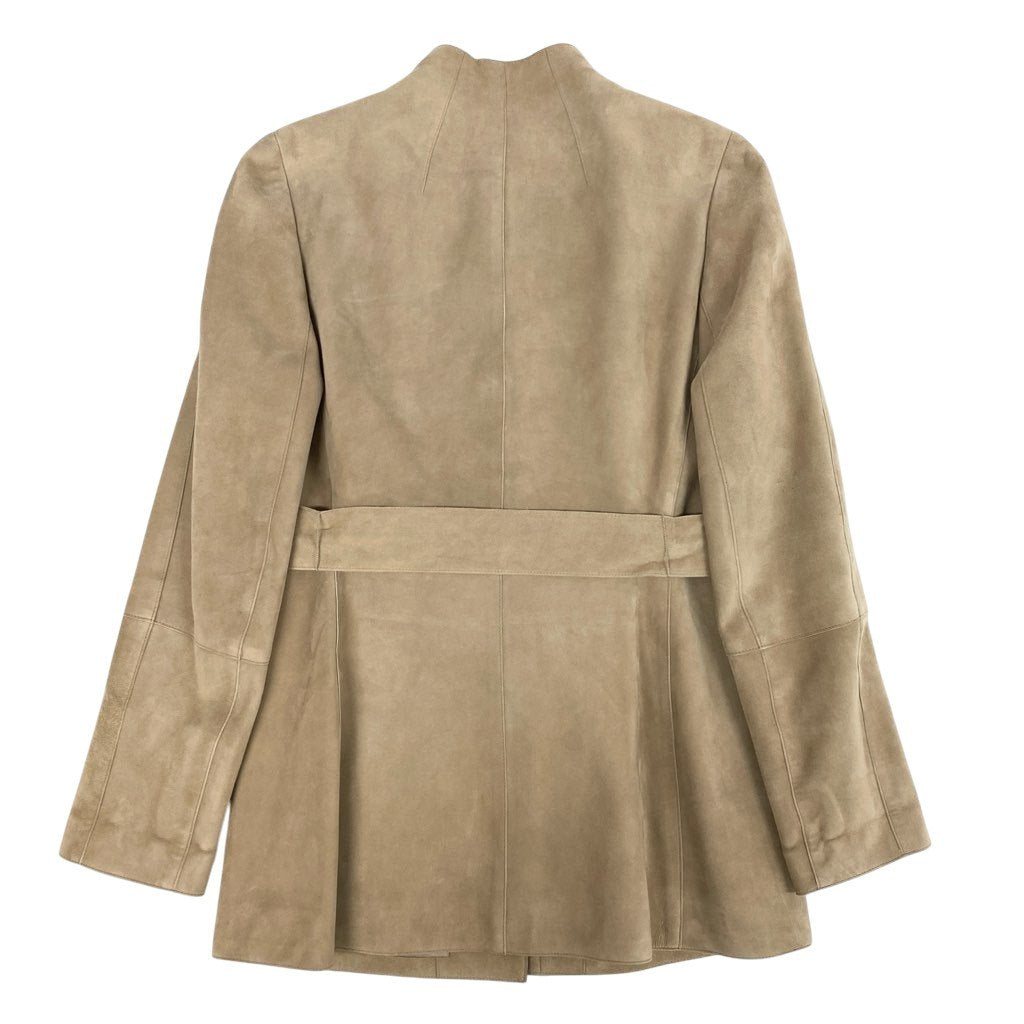 69L17 AKRIS アクリス スウェードジャケット レザージャケット ウエストベルト アウター 40サイズ ベージュ レディースu02t