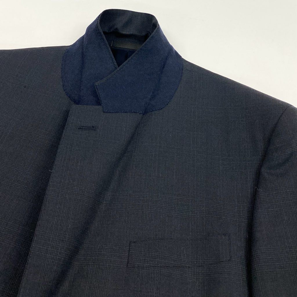 62l24 BURBERRY バーバリー スーツセットアップ テーラードジャケット スラックス チェック BB5サイズ ネイビー ウール100％ メンズo07t