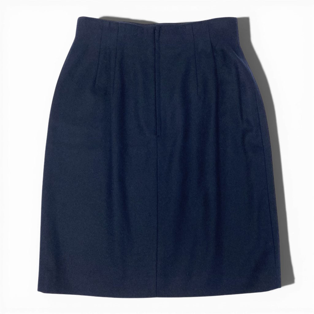 54l28【新品保管品】Christian Dior クリスチャンディオール Vintage ウールスカート タイトスカート ロゴ金具 Mサイズ ネイビー ウール100％ レディース 女性用o07t