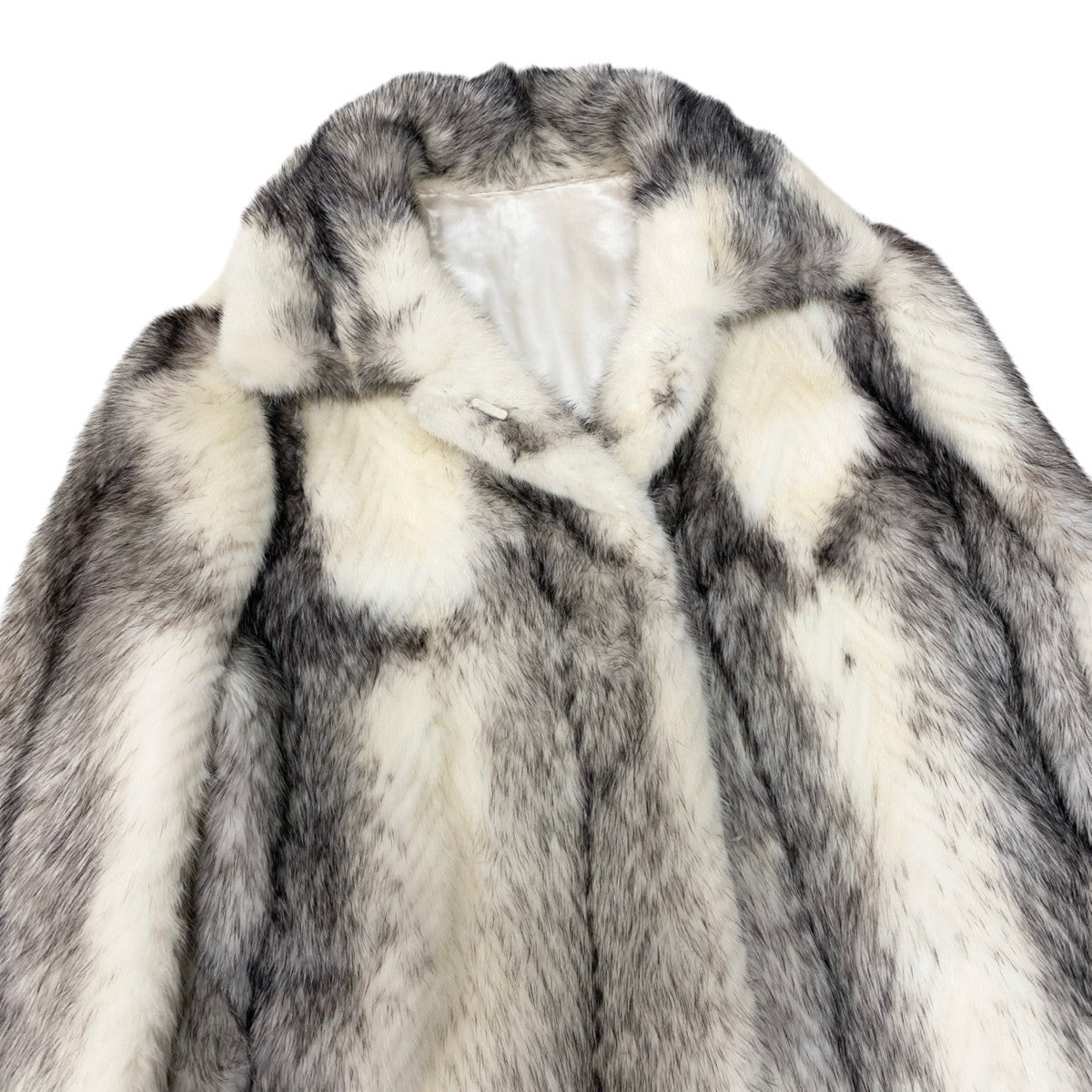 36j8 毛皮コート クロスミンク ミンクファー サイズfree ホワイト ブラック系 Mink Fur レディースu02t