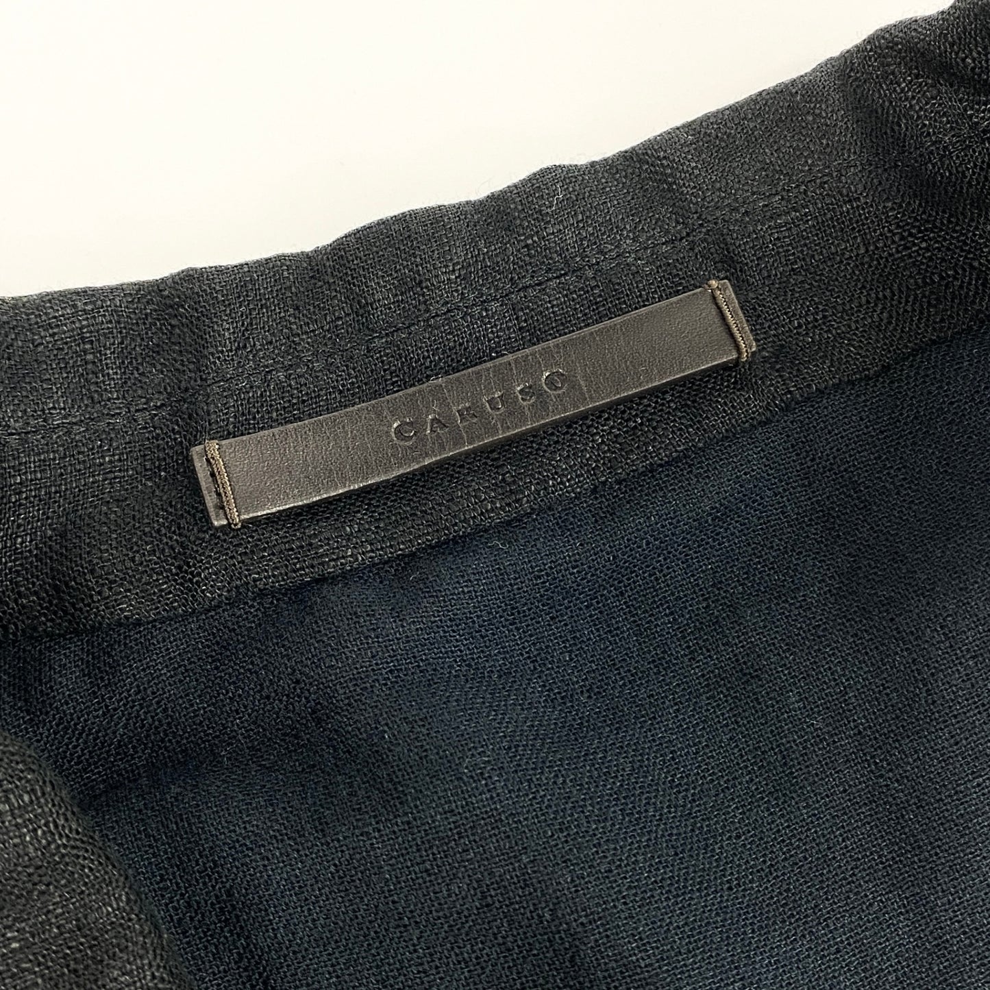 29k6【美品】CARUSO カルーソー コットンリネンワークブルゾン ジャケット アウター VMD504 42Rサイズ ブラック メンズu02t