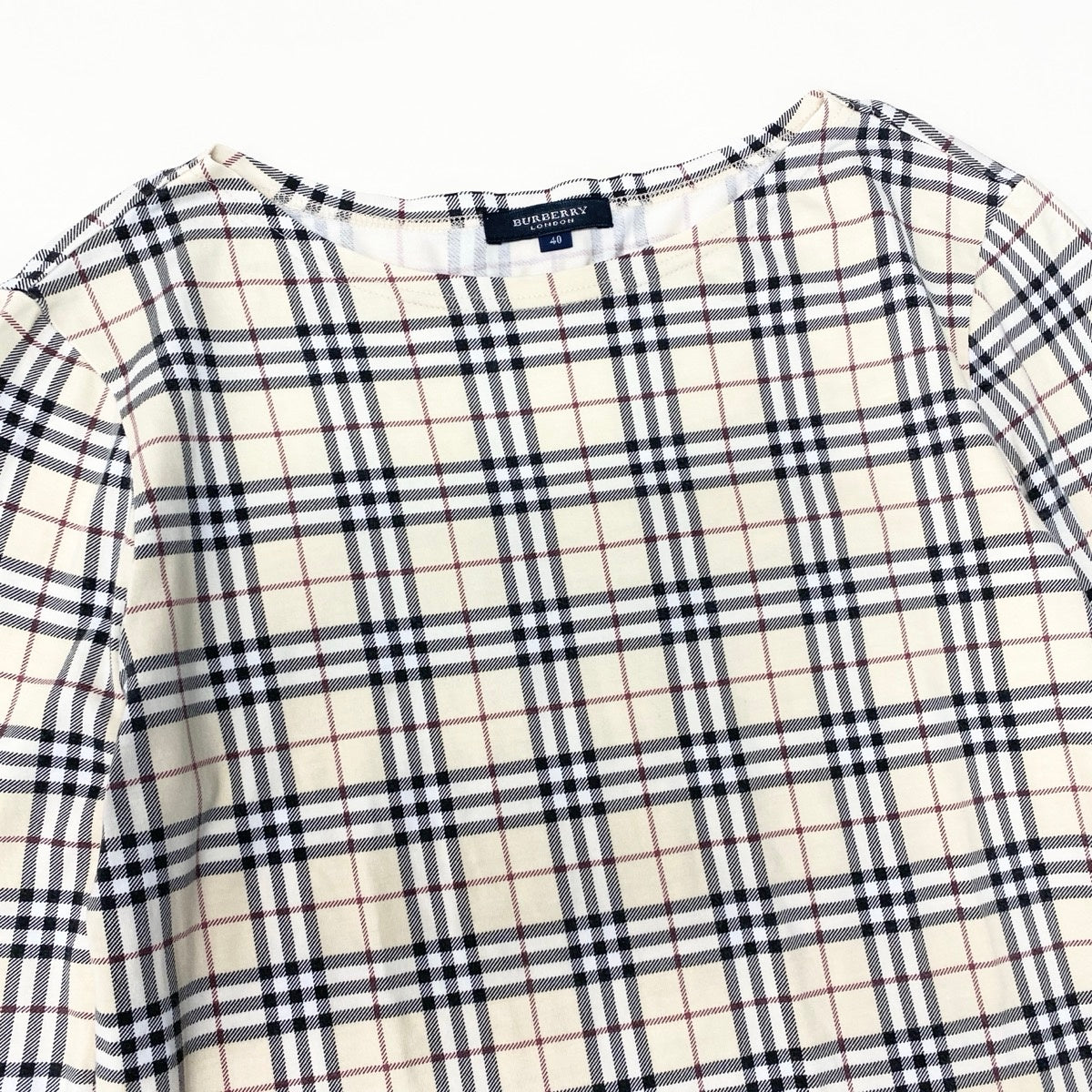 3f17 BURBERRY LONDON バーバリーロンドン ノバチェック ホース刺繍 長袖カットソー ロンT 40 ライトベージュ コットン レディースo07t