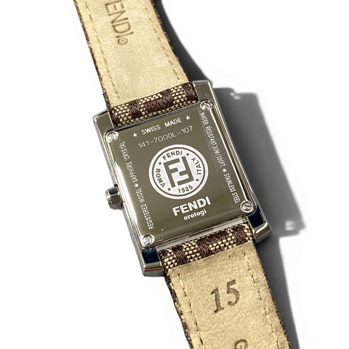 f24 FENDI 腕時計 ズッキーノ スクエア 141-7000L-107 ブラウン系 レザー レディース 女性用k02i