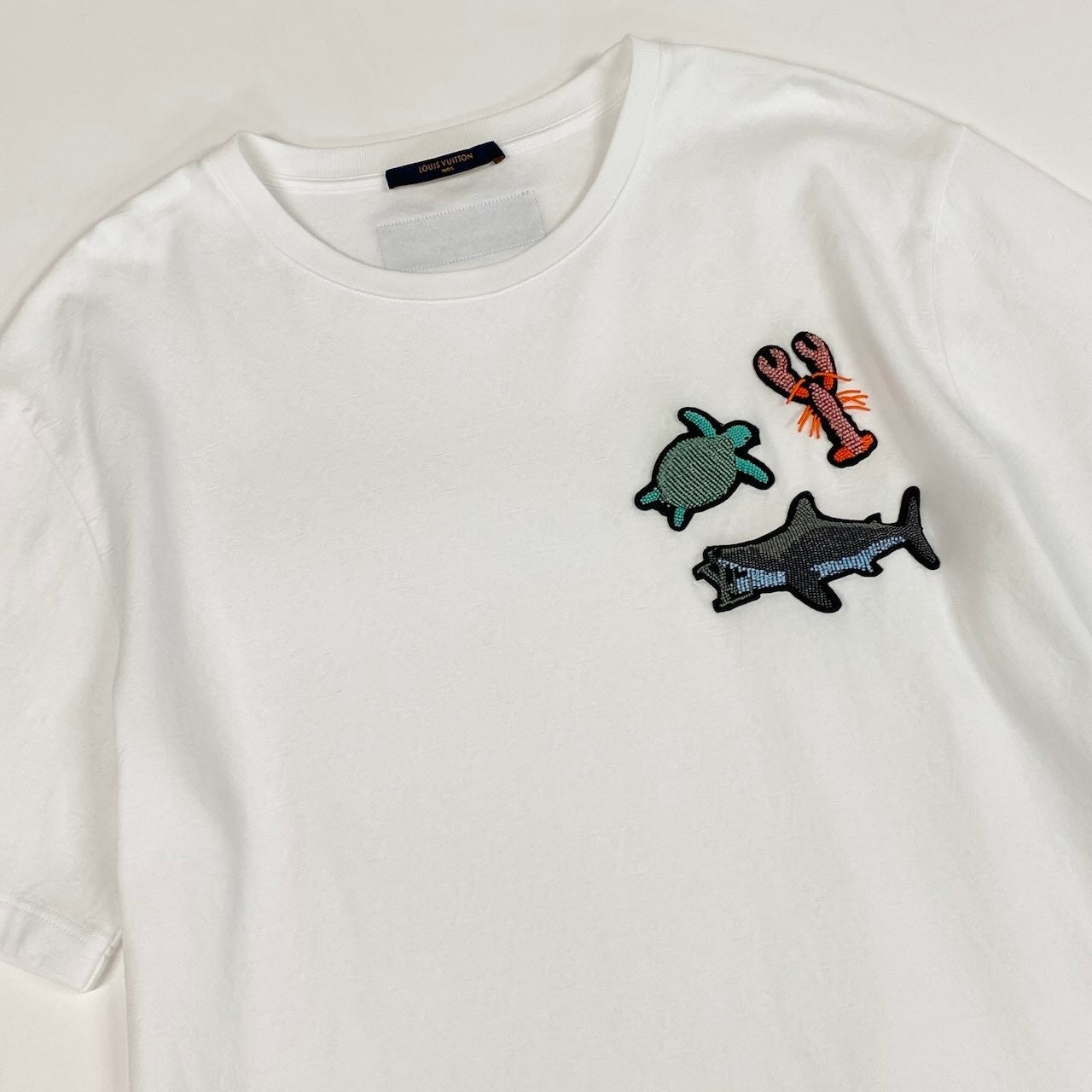 Me1 LOUIS VUITTON ルイヴィトン 21ss ビーズアニマルアンドモノグラム 半袖Tシャツ カットソー トップス RM211V DG1 HLY03W サイズXXL ホワイト コットン100％ メンズ 紳士服k02i