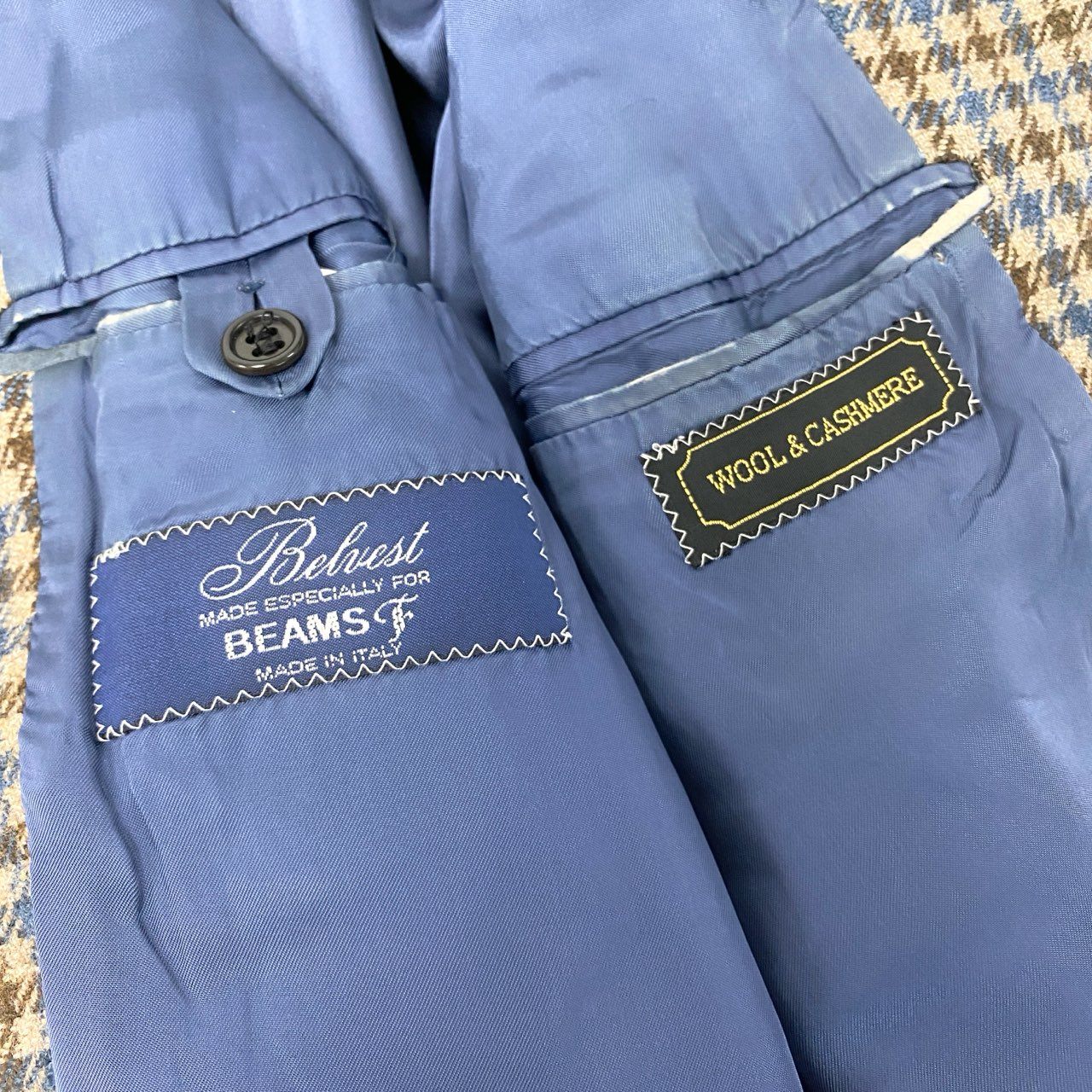 67L1 Belvest ベルベスト BEAMS F ビームスエフ イタリア製 テーラードジャケット シングル 3B ウールカシミヤ混 メンズ 紳士服  44 マルチカラーu02t