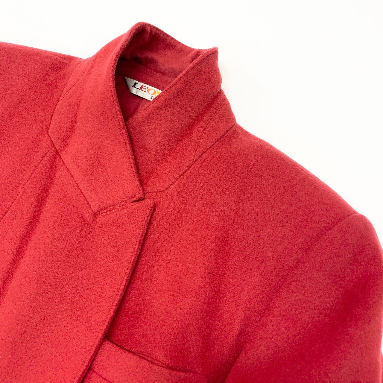 15Ⅼ1 LEONARD レオナール テーラードジャケット ブレザー カシミヤジャケット 金ボタン Lサイズ レッド カシミヤ100％ レディースo07t