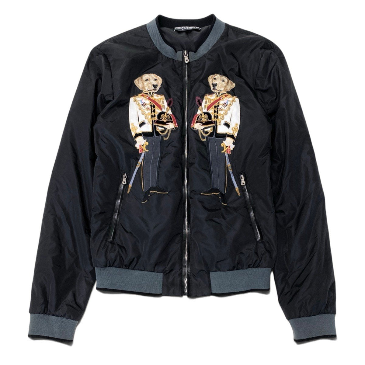 i13 DOLCE&GABBANA ドルチェアンドガッバーナ 2017/18 ランウェイ着 ボンバージャケット Runway Dog Knight Embroidery Bomber Jacket Black Size44t18r