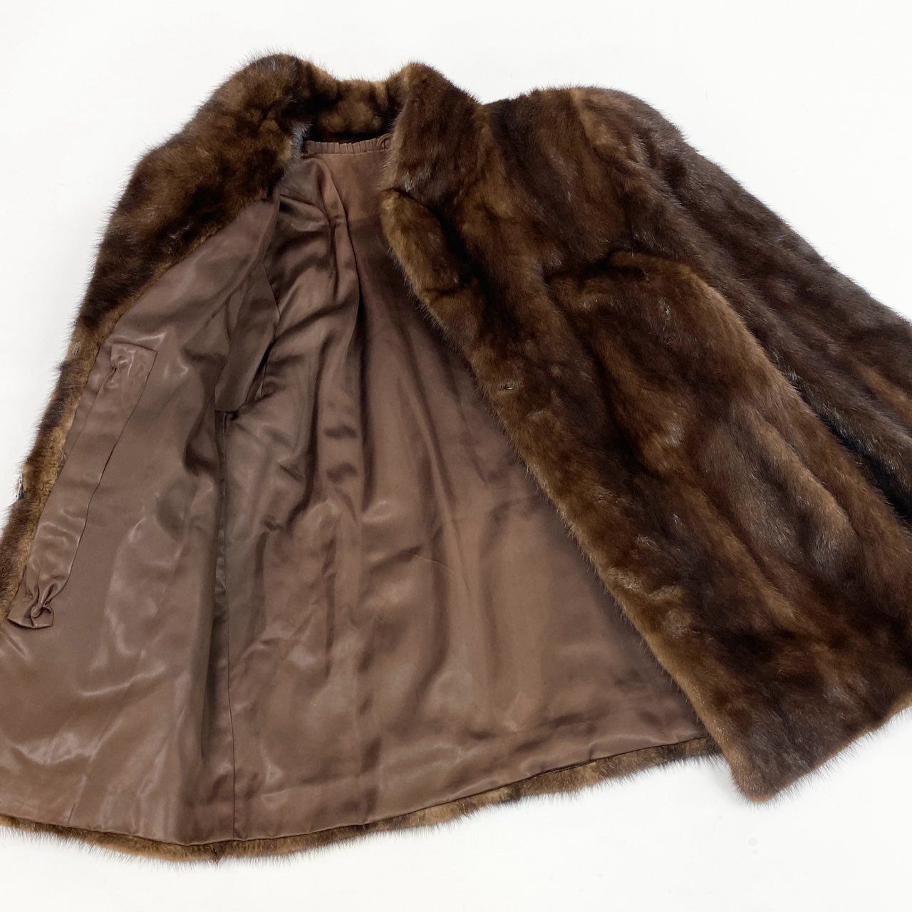 40L10 SAGA MINK サガミンク 銀サガ マホガニーミンク ファーコート サイズ13号 ブラウン 最高級本毛皮 MINK FUR ポケット有t18r