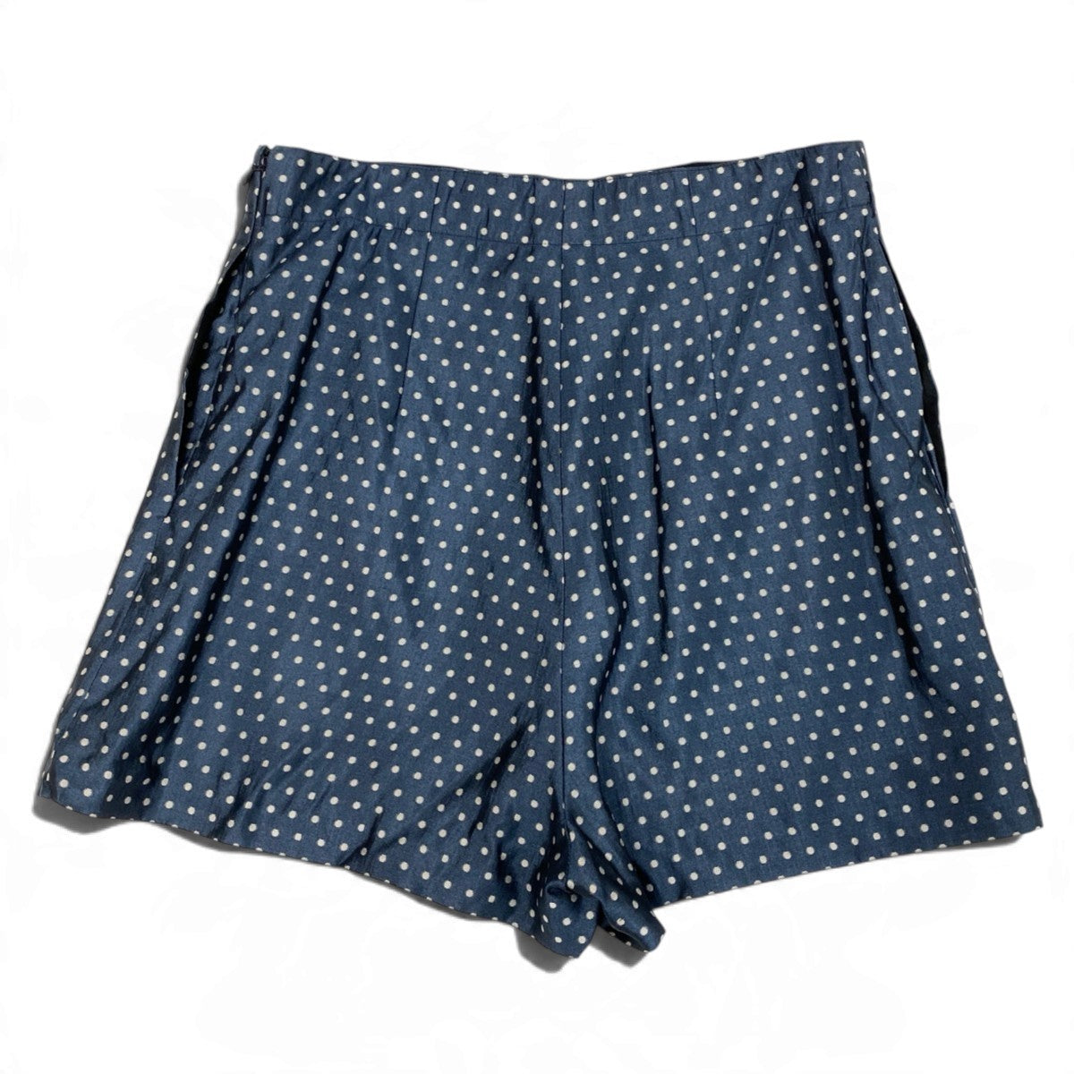 Ej15 【極美品】 Christian Dior クリスチャンディオール ドット柄 ショートパンツ 1F1P62A7631 サイズ36 ネイビー シルク コットン レディースo07t