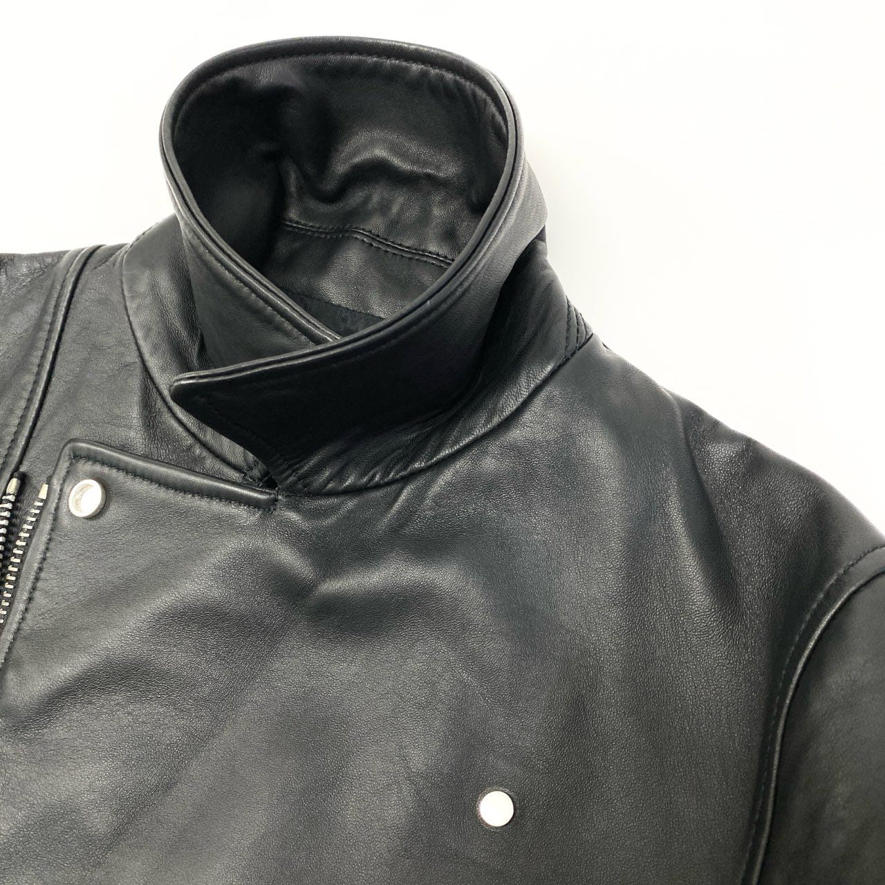 38c3 OFF-WHITE オフホワイト BERNINI レザージャケット ライダースジャケット ダブルライダースジャケット OMJG003F18983011 XSサイズ ブラック レザー メンズ 男性用o07t