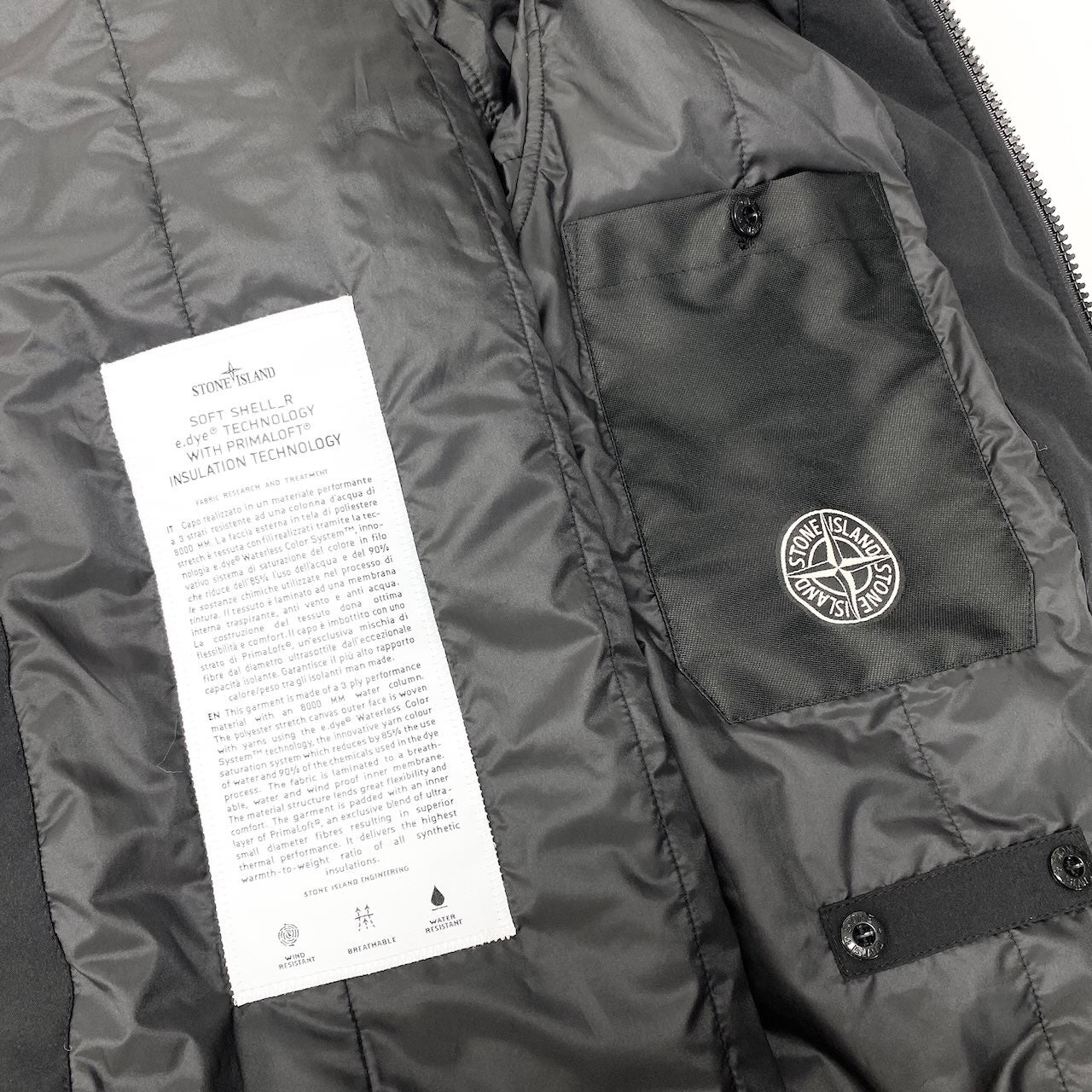 75d13 Stone Island ストーンアイランド プリマフロント スタンドカラー ソフトシェル ハーフコート 771540627 Mサイズ ブラック メンズ 男性用sn1
