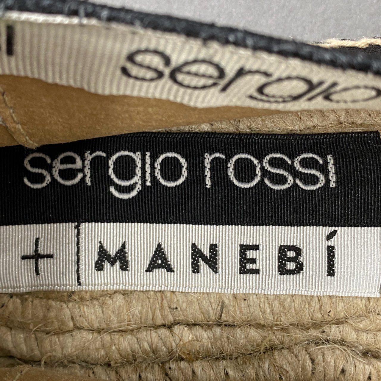 4f21 sergio rossi セルジオロッシ × MANEBI マネビ フラットエスパドリーユ 38 ブラック スウェードレザー スリッポン スペイン製 コラボ 厚底