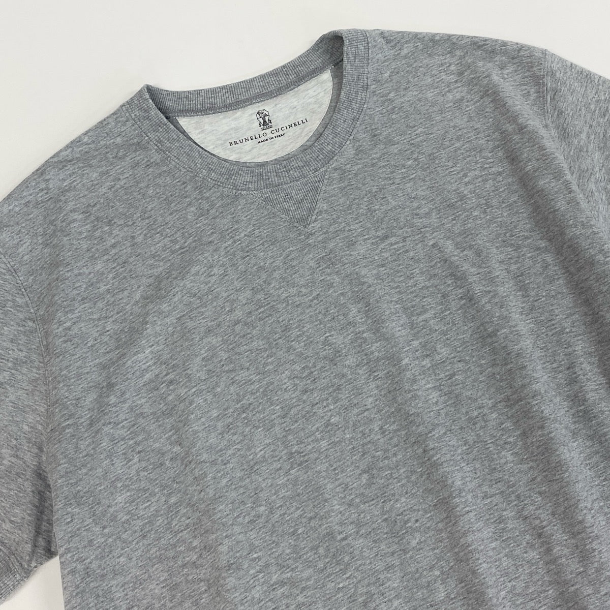 Me25 BRUNELLO CUCINELLI ブルネロクチネリ Vガゼット レイヤード 半袖Tシャツ カットソー サイズM  カーキ コットン100％ メンズ 紳士服k02i