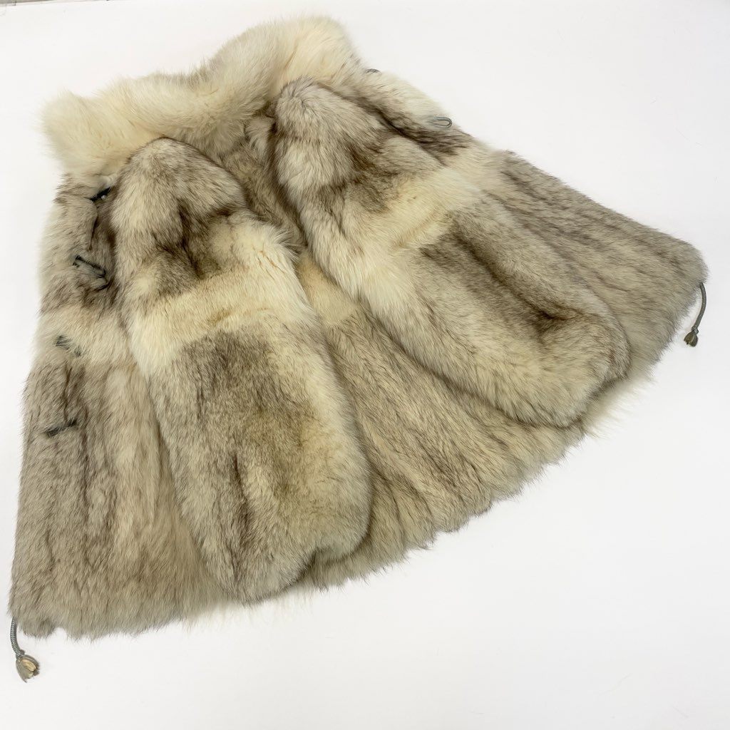 1l27 ブルーフォックス 極厚 コート サイズF ホワイト 本毛皮 FOX FUR リアルファー ポケット有t18r