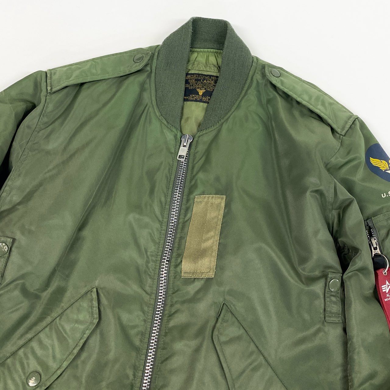 5L17 U.S. AIR FORCE ユーエスエアーフォース WESTOP INDUSTRIES社製 L-2A フライトジャケット ミリタリー Lサイズ カーキ ナイロン メンズo07t