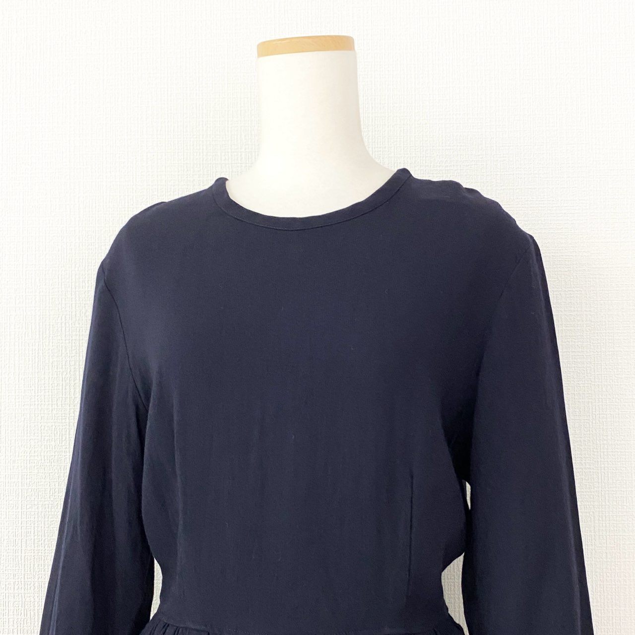 76e14 90s tricot COMME des GARCONS トリコ コムデギャルソン 長袖ワンピース 膝丈ワンピース TO-08035Mサイズ M ネイビー レーヨン レディース 女性用