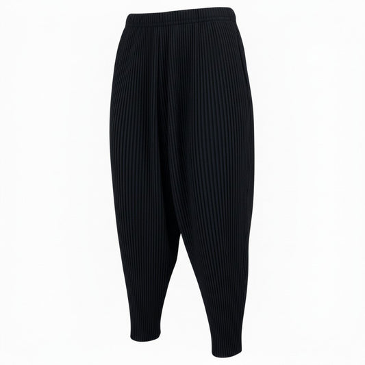 Mb16　《美品》 HOMME PLISSE オムプリッセ イッセイミヤケ プリーツパンツ イージーパンツ リラックスパンツ HP55JF153 2 ブラック ポリエステル メンズk02i