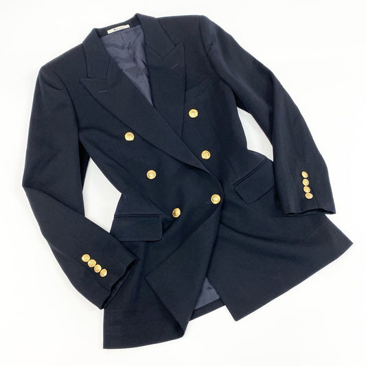 37f24 Aquascutum アクアスキュータム テーラードジャケット ブレザー 紺ブレ ダブルジャケット レディース 女性用 6120300 9 ネイビー