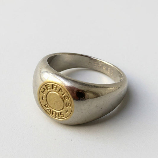 b2 Vintage HERMES エルメス K18コンビ セリエリング アクセサリー 12.5号 ゴールド×シルバー K18 Silver925ta1