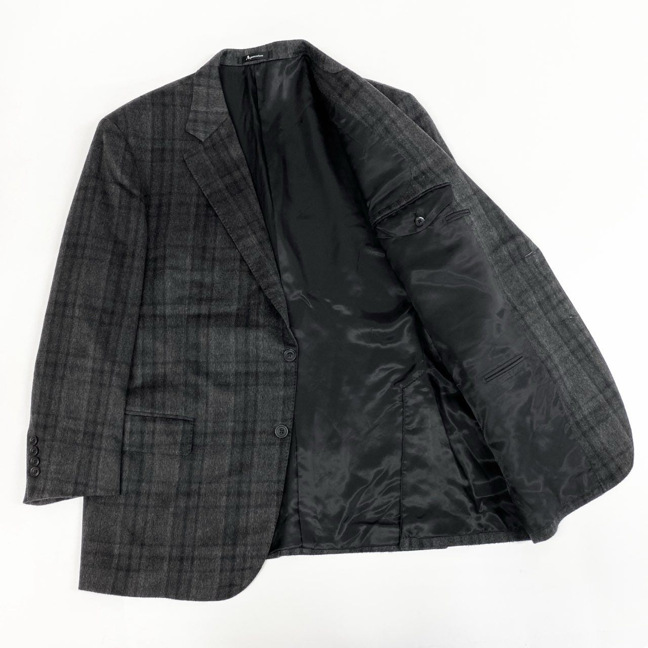 50a19 Aquascutum LONDON アクアスキュータム テーラードジャケット カシミヤジャケット チェック柄  メンズ 紳士服 サイズ105 3L グレー系 カシミア100％u02t